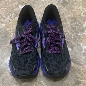 Brooks Black and Purple Leopard Sneakers